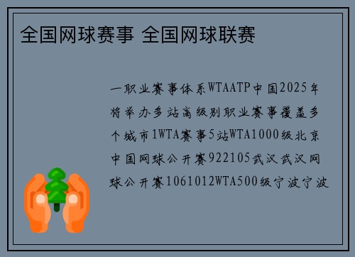 全国网球赛事 全国网球联赛